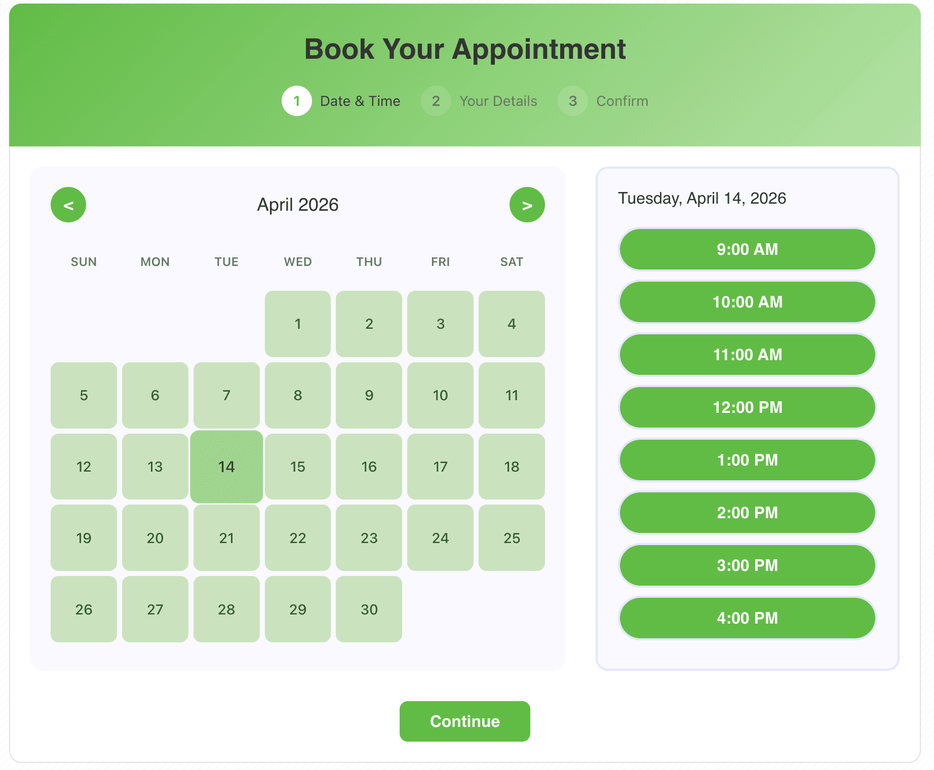CalenDeus — frontend booking widget