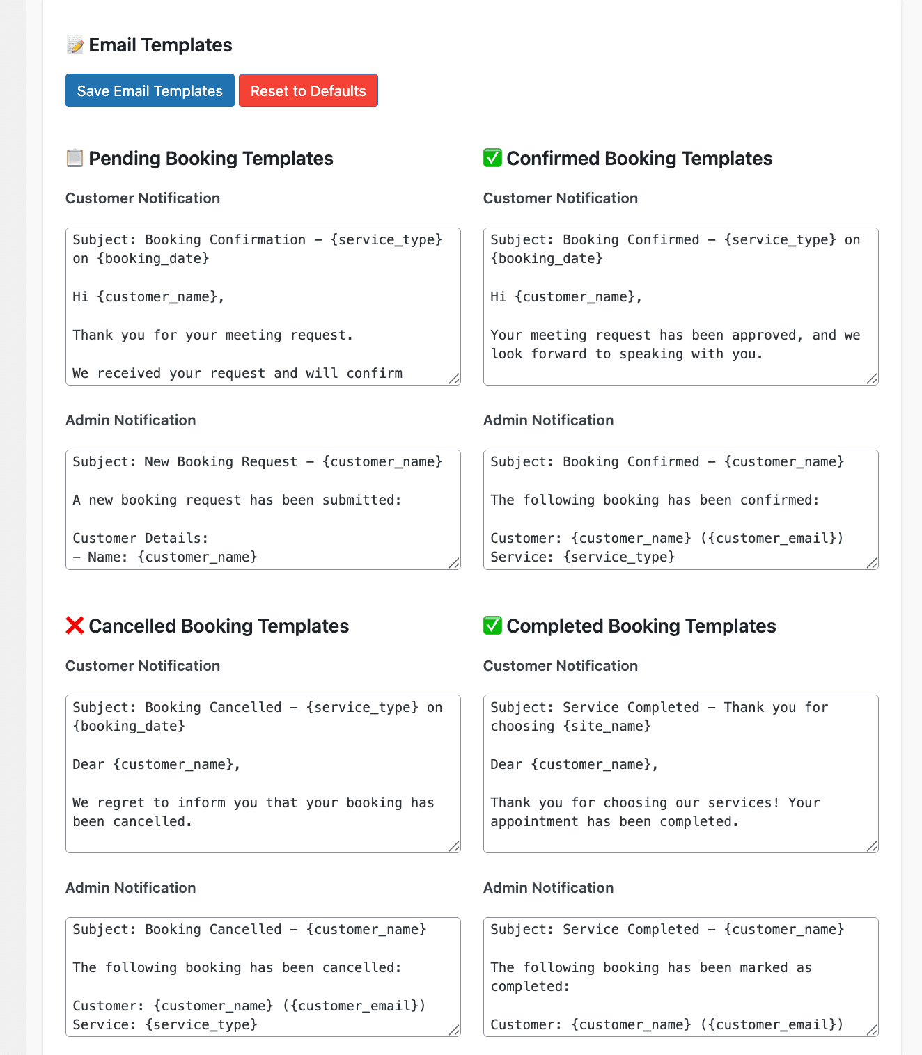 Email Notification Templates